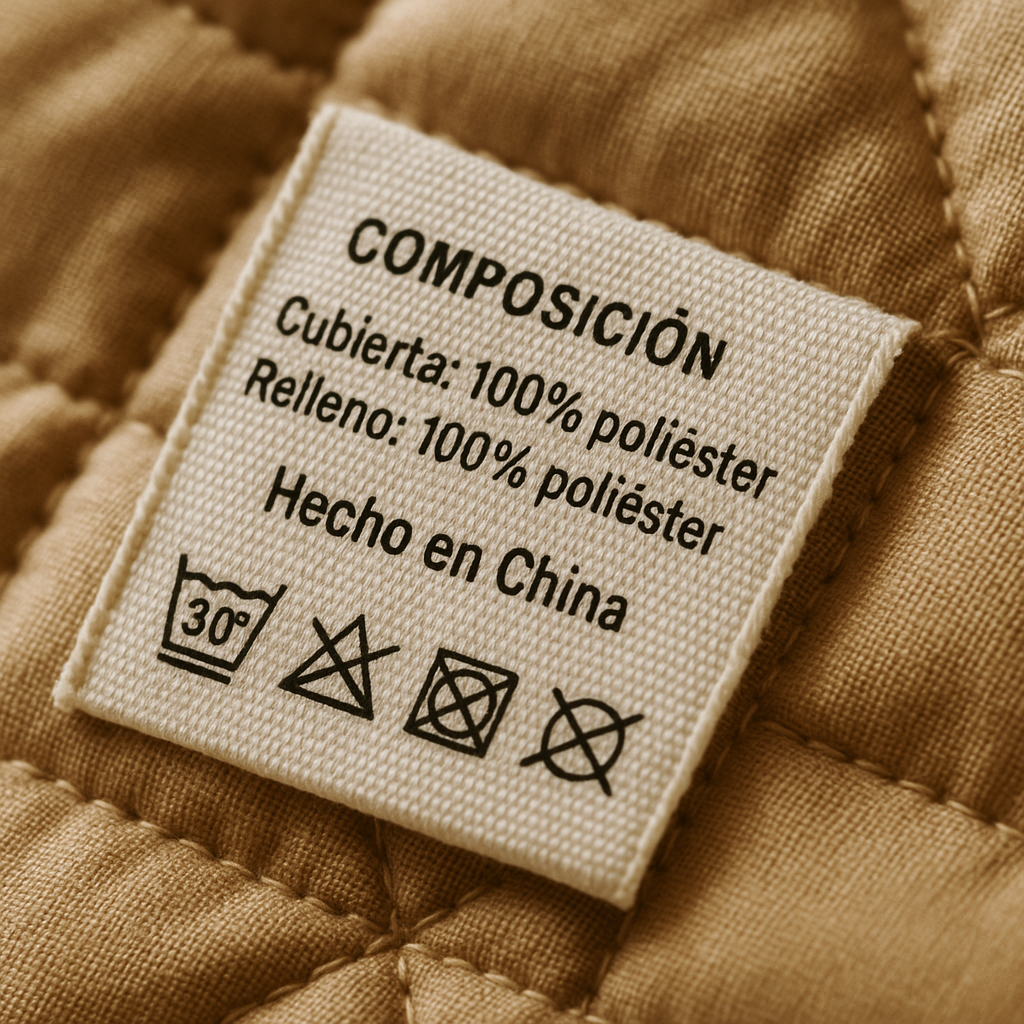 Etiqueta de composicion Dreamlab: 100% poliester en cubierta y relleno